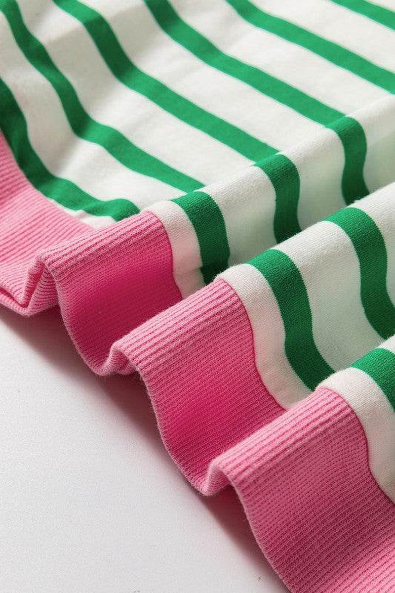 Cotton Stripe Drop Shoulder Sweatshirt