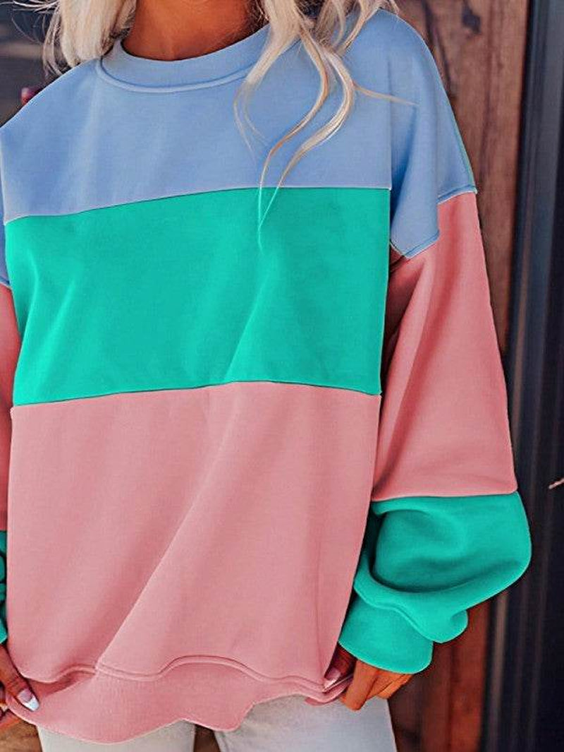 Cotton Colorblock Drop Shoulder Sweatshirt