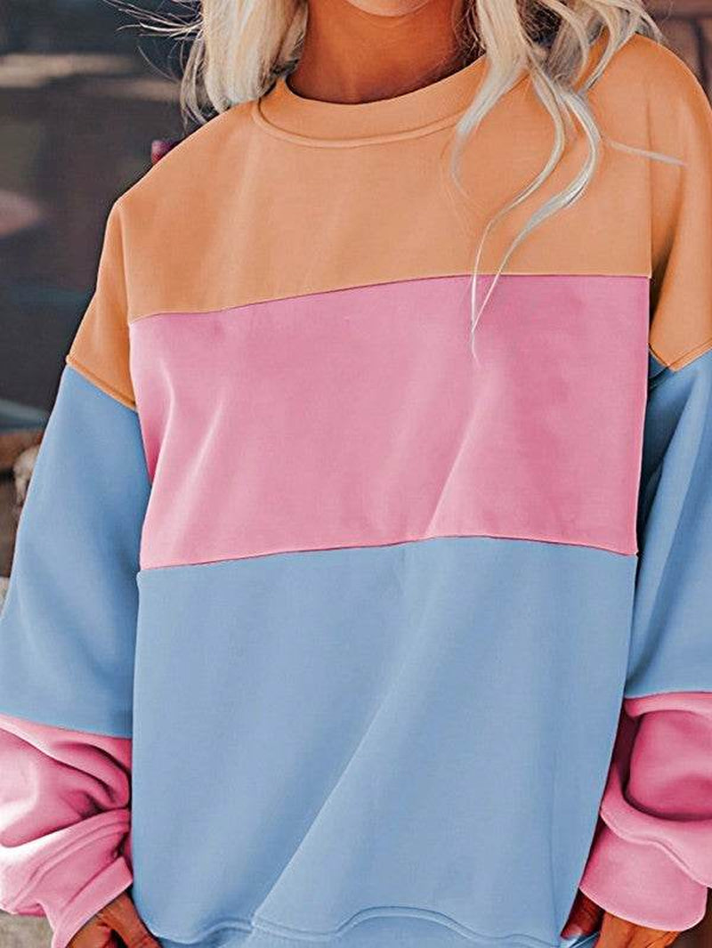 Cotton Colorblock Drop Shoulder Sweatshirt