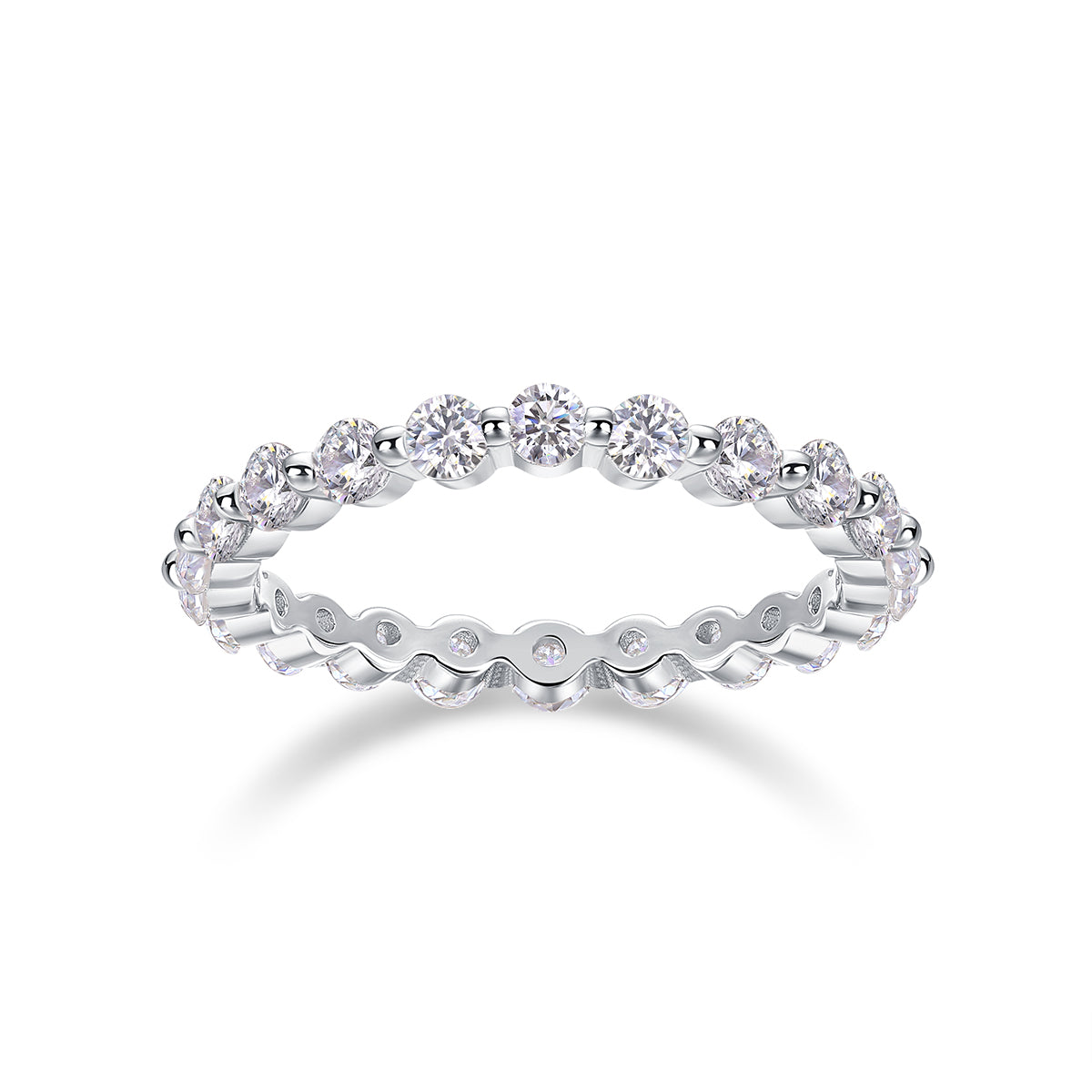 Row of Diamonds, Moissanite Rings, Silver Rings, Luxury Fashion Rings