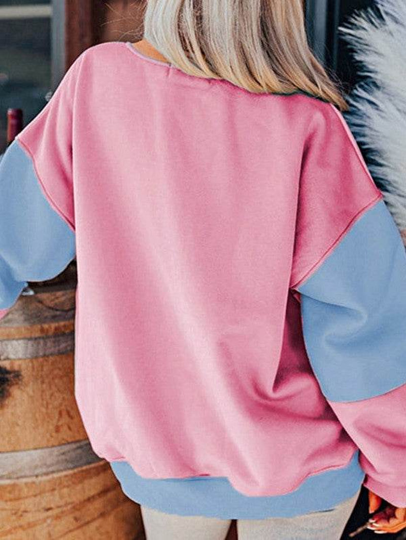 Cotton Colorblock Drop Shoulder Sweatshirt