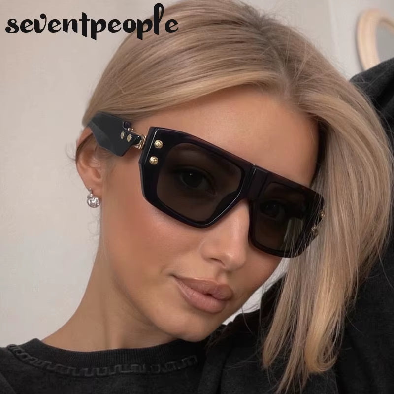 Oversized Square Polarized Sunglasses Women 2025 Luxury Brand Trendy Shield Outdoor Sun Glasses Retro Steampunk Shades for Lady