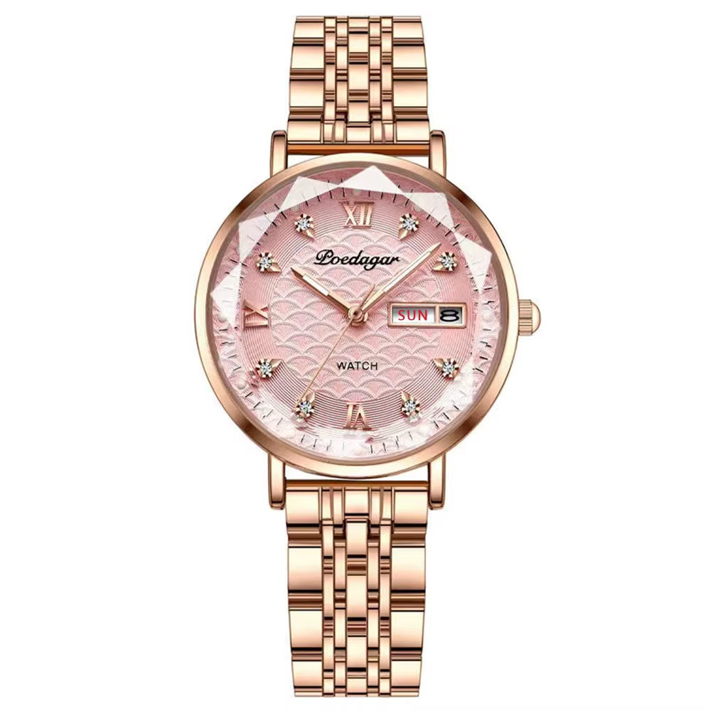Original Luxury Women Watch Week Date Waterproof Luminous Stainless Steel Woman Watches Simple Trendy Ladies Wristwatch