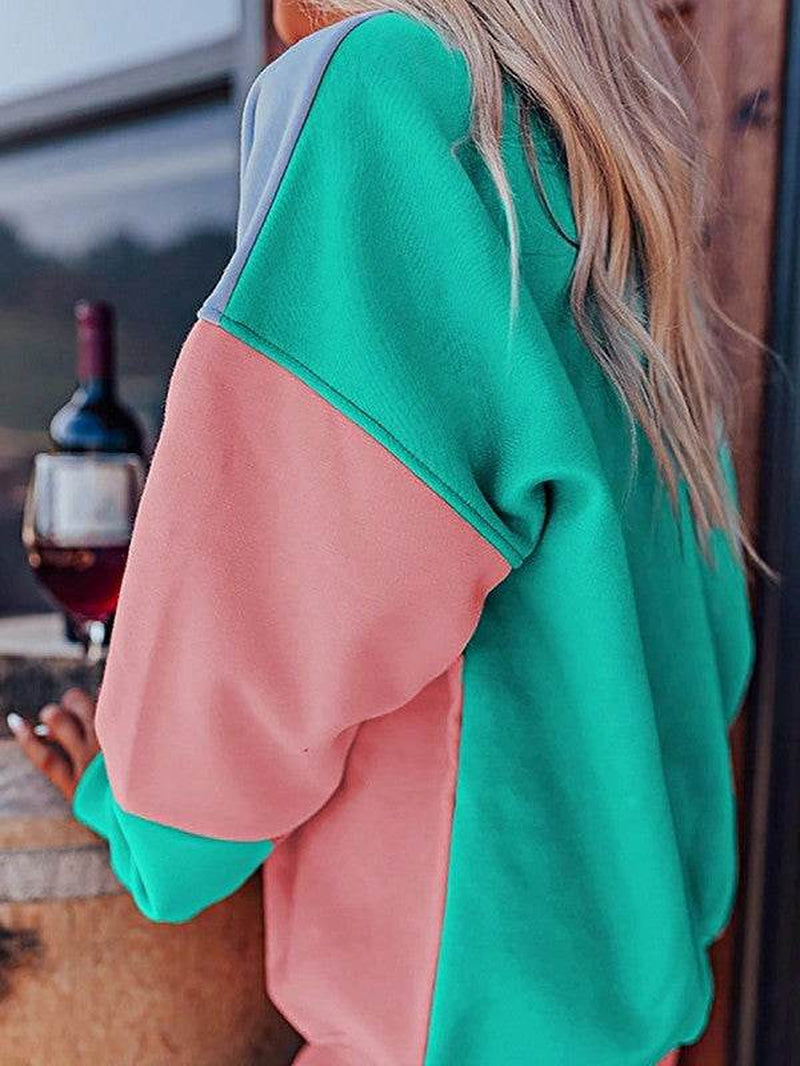 Cotton Colorblock Drop Shoulder Sweatshirt
