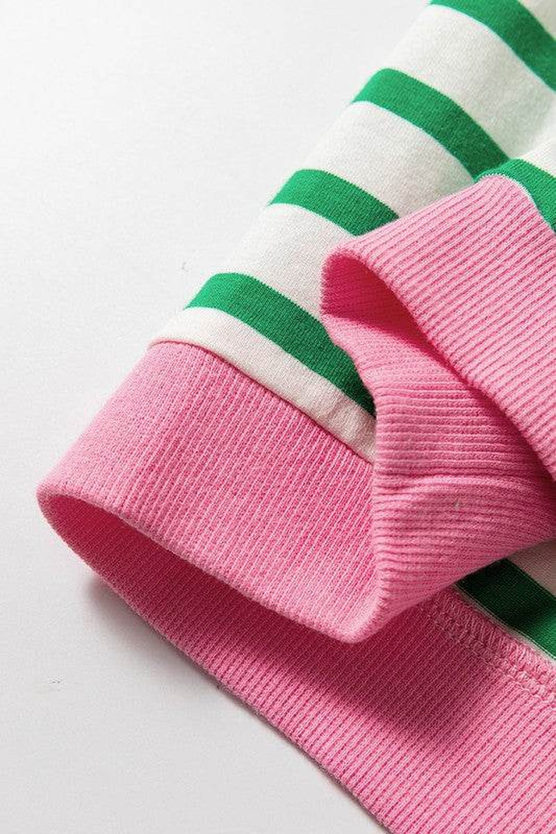 Cotton Stripe Drop Shoulder Sweatshirt