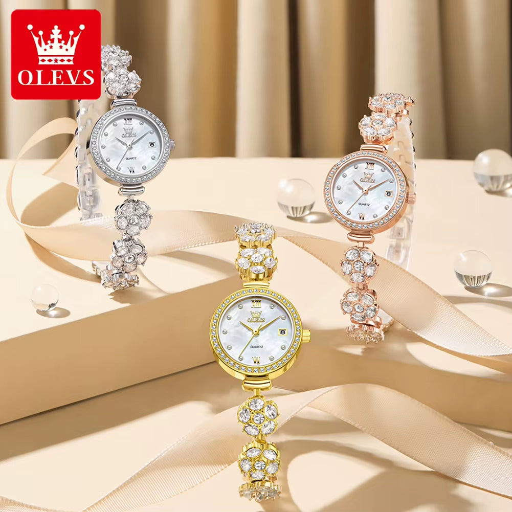 Watches New 5638 Woman Watches Luxury Quartz Watch Diamond Chain Ladies Watch Automatic Date Waterproof Watch Reloj Mujer
