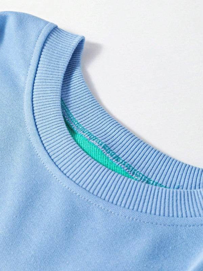 Cotton Colorblock Drop Shoulder Sweatshirt