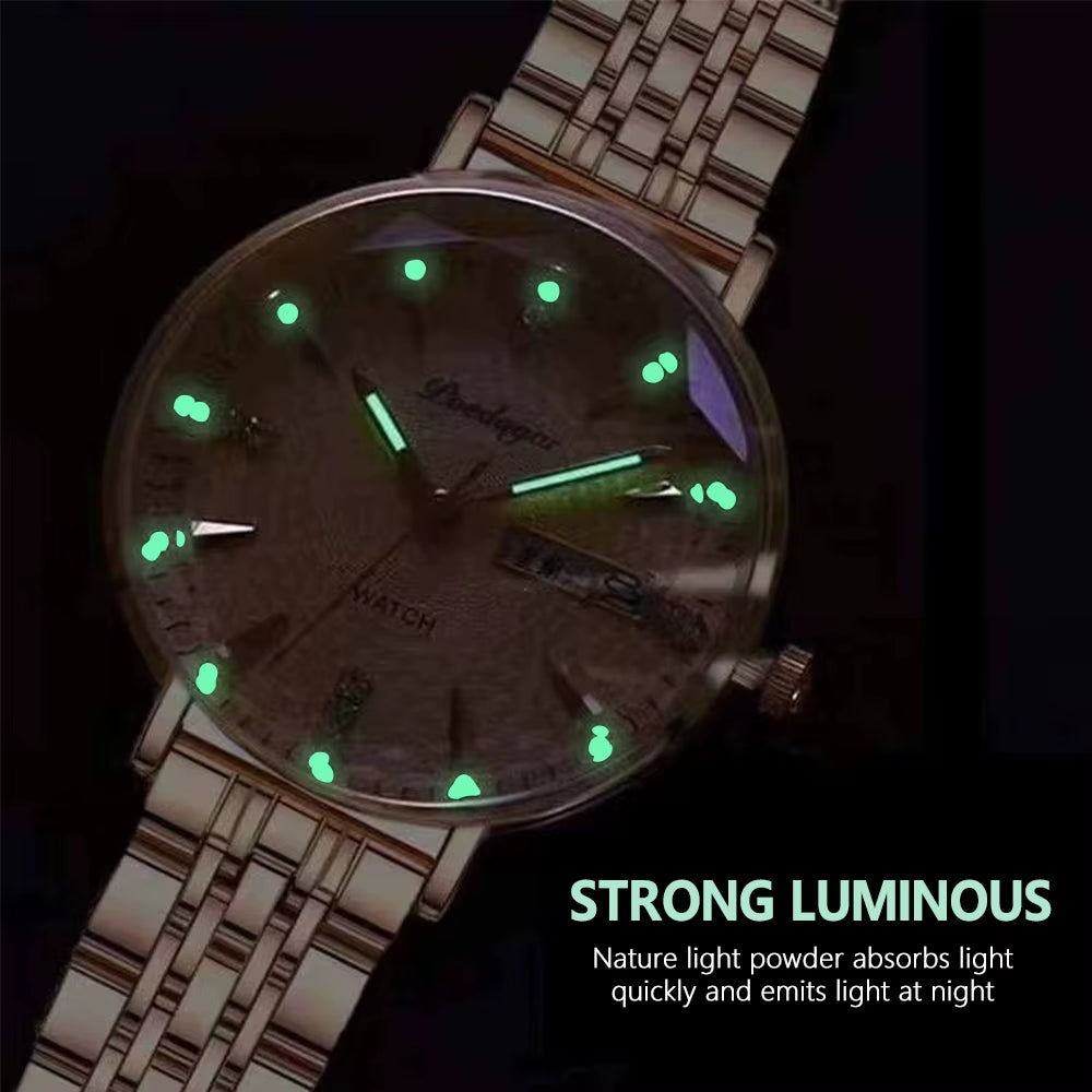 Original Luxury Women Watch Week Date Waterproof Luminous Stainless Steel Woman Watches Simple Trendy Ladies Wristwatch