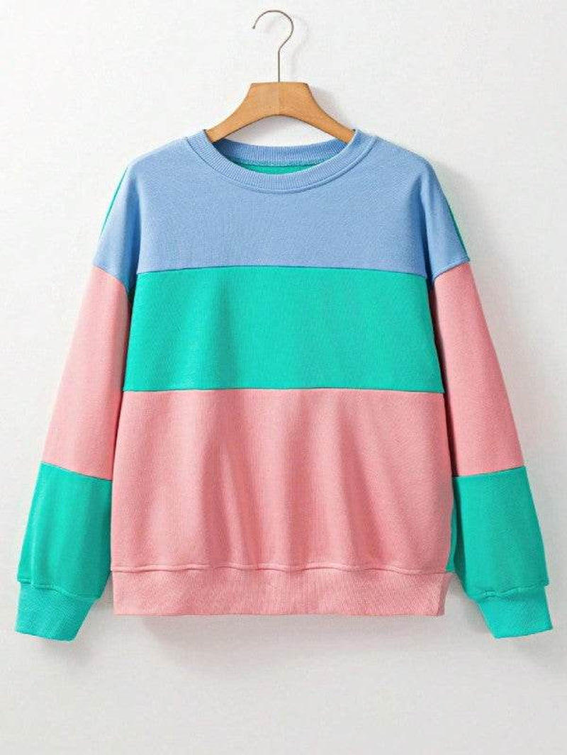 Cotton Colorblock Drop Shoulder Sweatshirt