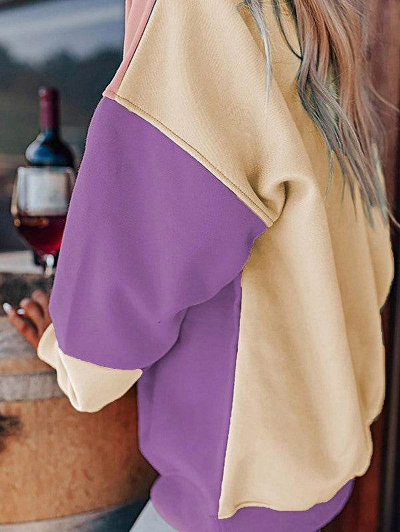 Cotton Colorblock Drop Shoulder Sweatshirt