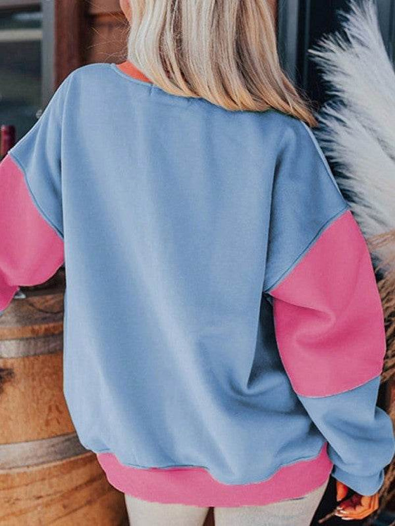 Cotton Colorblock Drop Shoulder Sweatshirt
