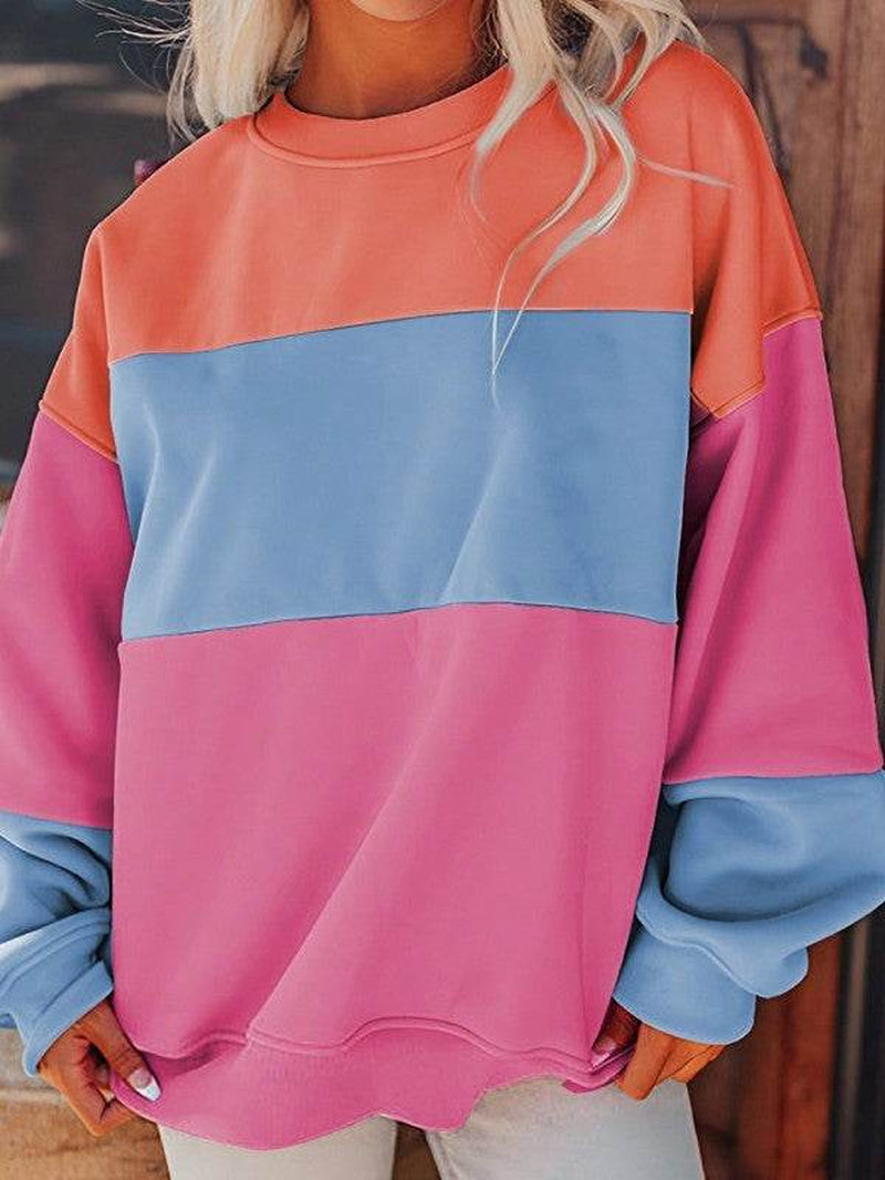 Cotton Colorblock Drop Shoulder Sweatshirt