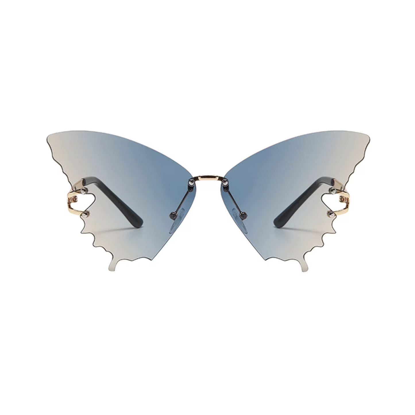 Womens Sunglasses, Rimless Butterfly Sunglasses Rhinestone Bling Sun Glasses Trendy Gradient Butterfly Shaped Sunglasses for Women