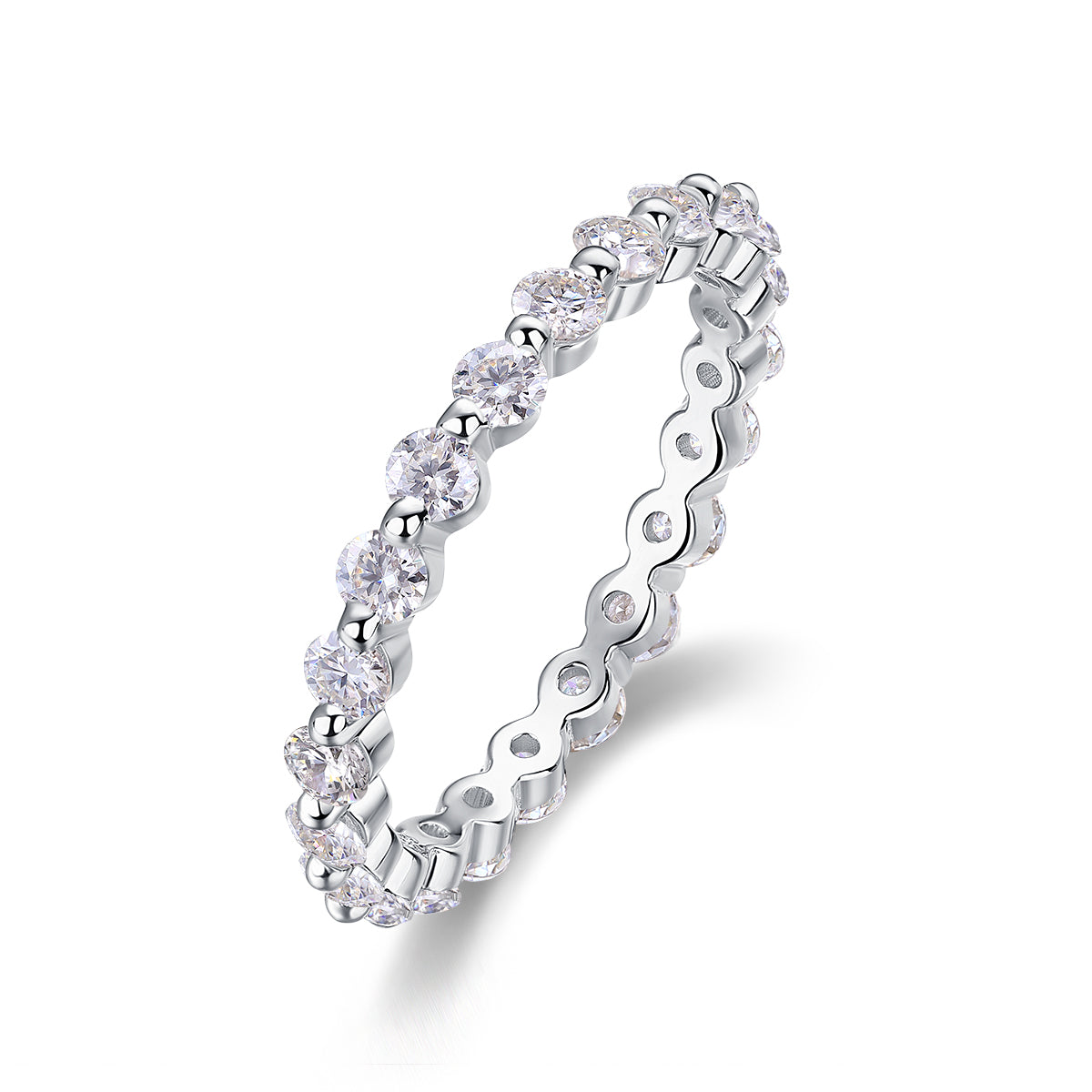 Row of Diamonds, Moissanite Rings, Silver Rings, Luxury Fashion Rings