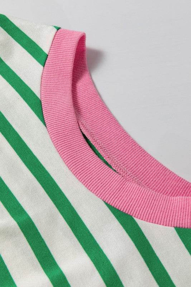 Cotton Stripe Drop Shoulder Sweatshirt