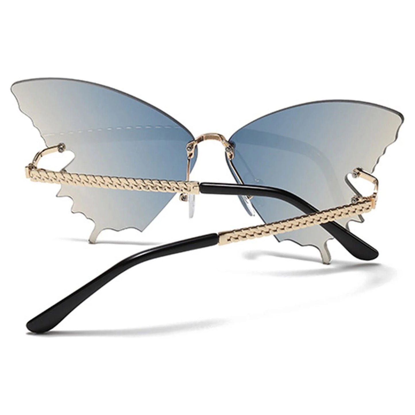 Womens Sunglasses, Rimless Butterfly Sunglasses Rhinestone Bling Sun Glasses Trendy Gradient Butterfly Shaped Sunglasses for Women