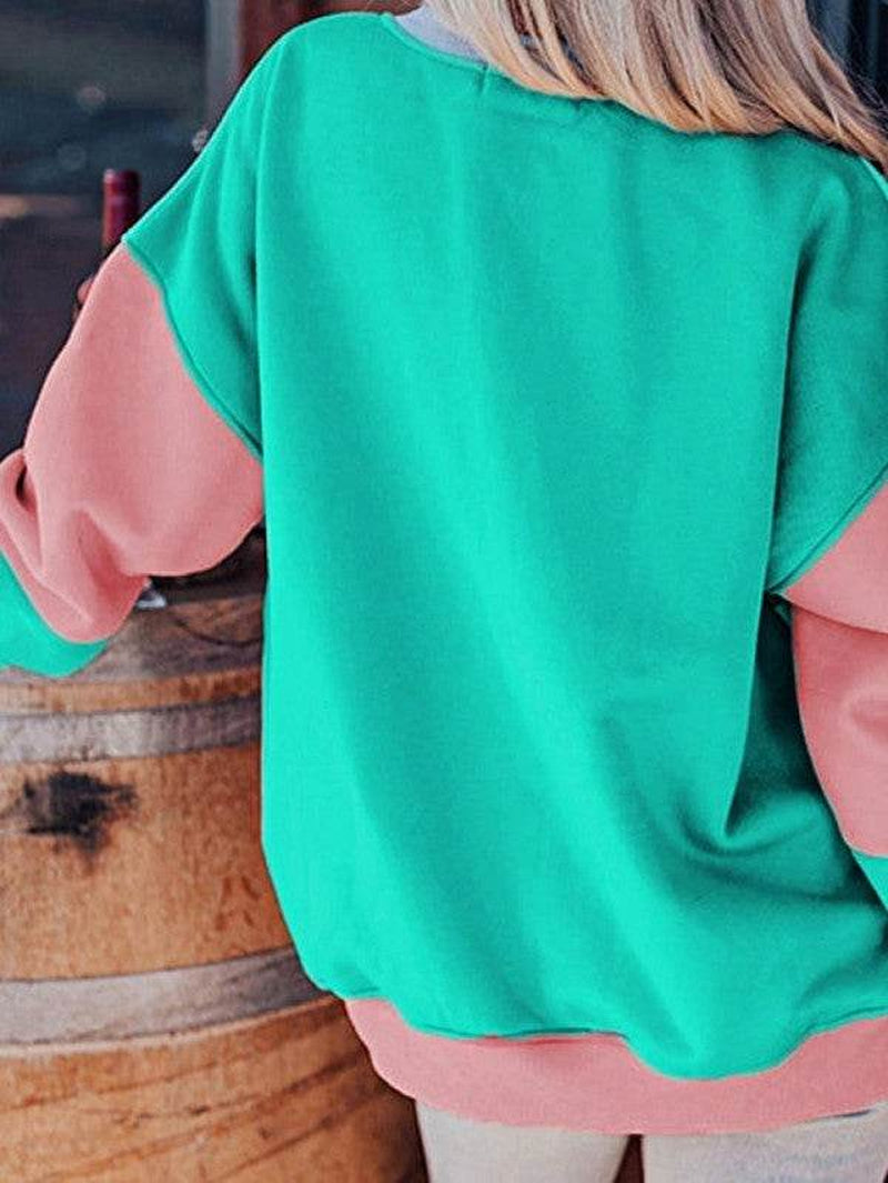 Cotton Colorblock Drop Shoulder Sweatshirt