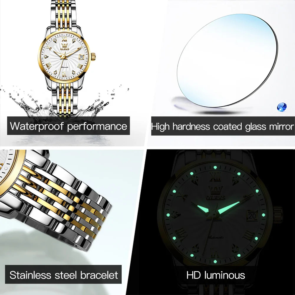6630 Watch for Women Luxury Elegant Diamond Mechanical Woman Watches Waterproof Roman Scale Top Brand Ladies Hand Clock