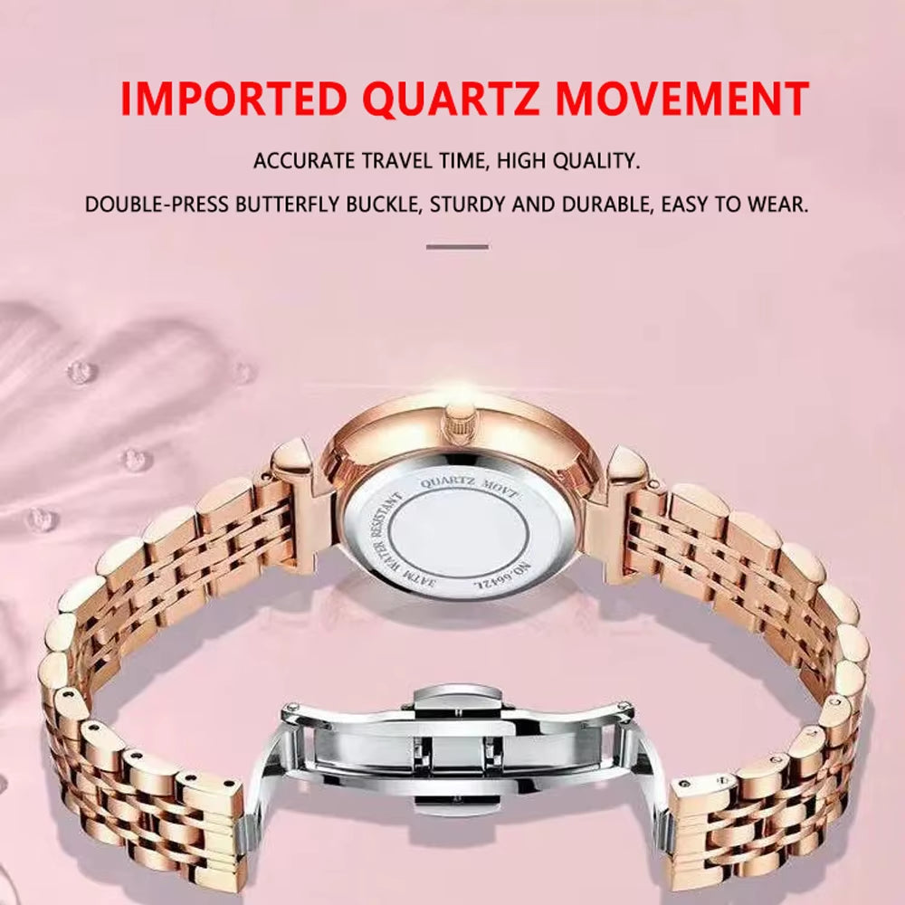 Original Luxury Women Watch Week Date Waterproof Luminous Stainless Steel Woman Watches Simple Trendy Ladies Wristwatch