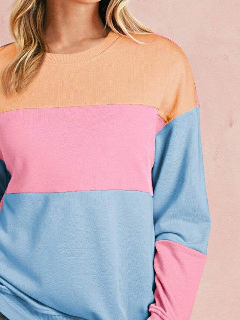 Cotton Colorblock Drop Shoulder Sweatshirt
