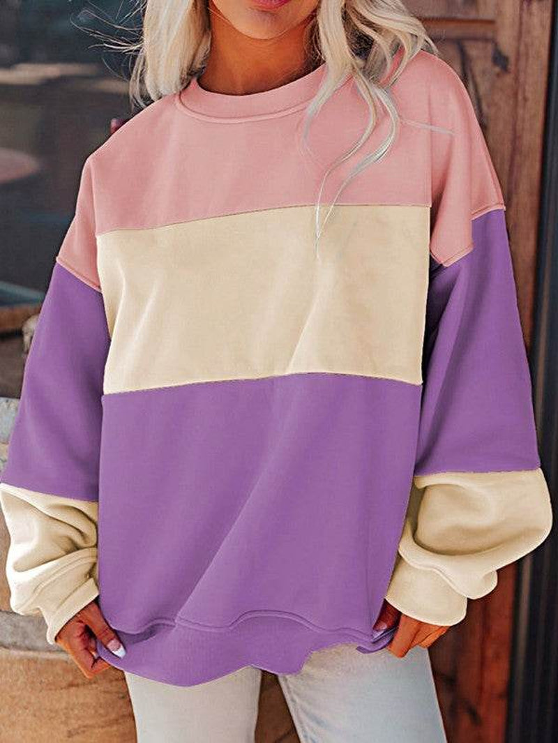 Cotton Colorblock Drop Shoulder Sweatshirt