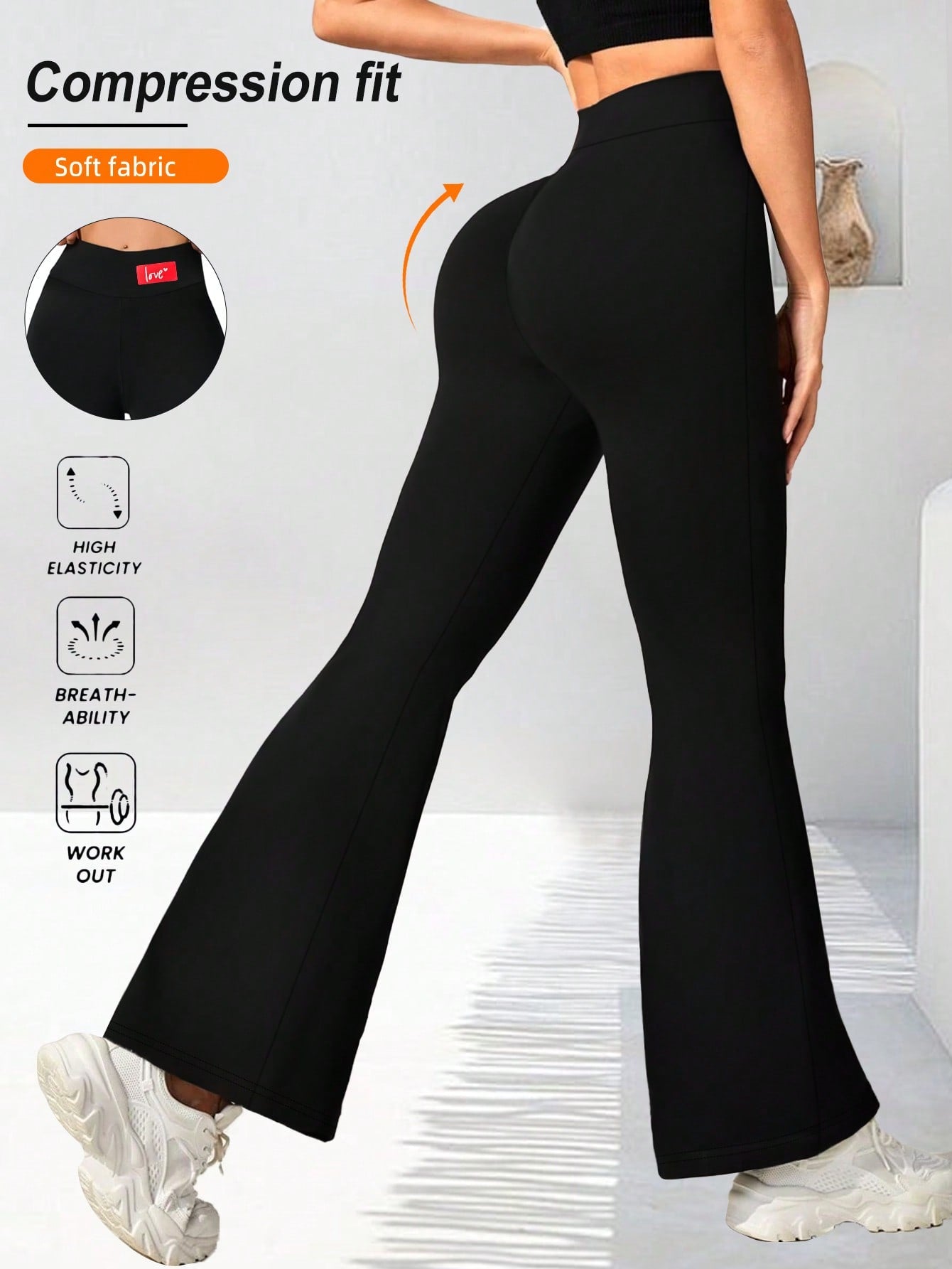 Women Yoga Legging Flare Leg with Letter Graphic for Women High Waisted Bootcut Yoga Pants Wide Leg Yoga Pants Stretchy Work Pants for Workout Athletic Running Cycling Yoga Picklebal|Exercise Casual