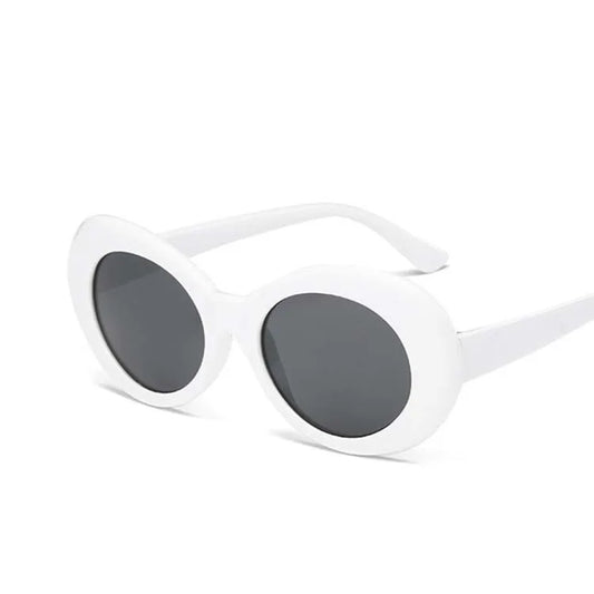 Vintage Oval round Sunglasses Woman Brand Designer Sunglasses Female Male Black White Mirror Kurt Cobain Glasses Oculos De Sol