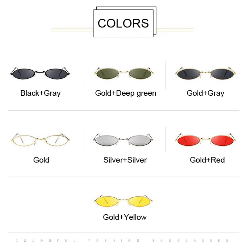 Fashion Woman Sunglasses Famous Oval Sun Glasses Female Luxury Brand Metal round Rays Frames Black Small Cheap Eyewear Oculos