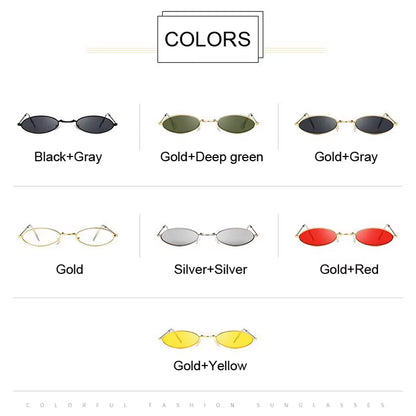 Fashion Woman Sunglasses Famous Oval Sun Glasses Female Luxury Brand Metal round Rays Frames Black Small Cheap Eyewear Oculos