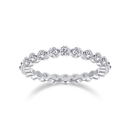 Row of Diamonds, Moissanite Rings, Silver Rings, Luxury Fashion Rings