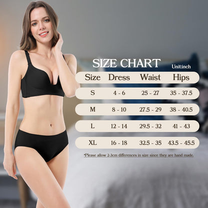 Womens Bikini Panties Seamless Underwear, Soft Stretch Cheekini Hipster Briefs 6 Pack