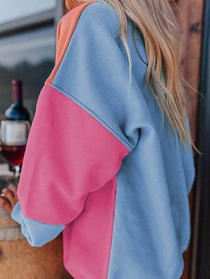 Cotton Colorblock Drop Shoulder Sweatshirt