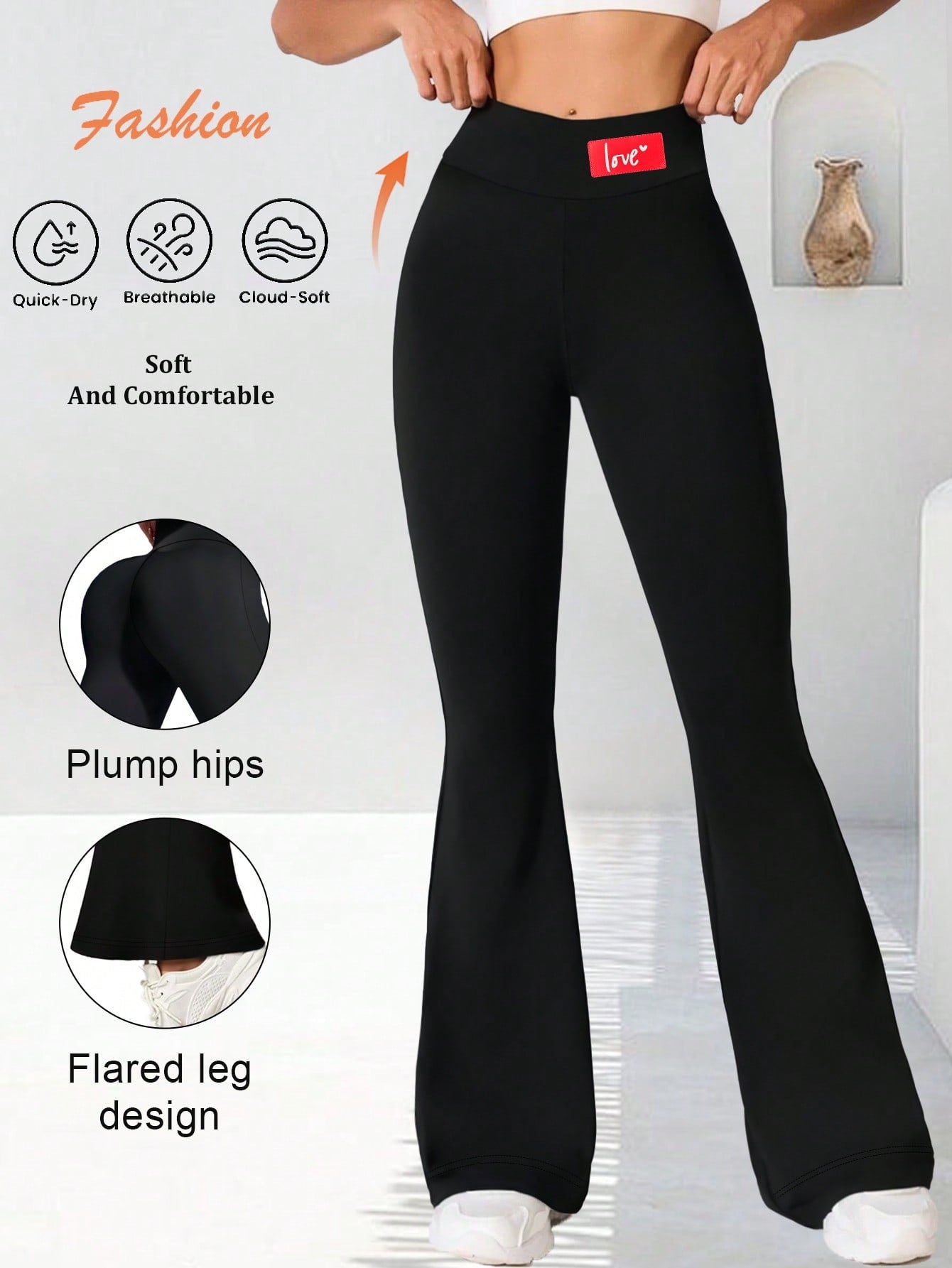 Women Yoga Legging Flare Leg with Letter Graphic for Women High Waisted Bootcut Yoga Pants Wide Leg Yoga Pants Stretchy Work Pants for Workout Athletic Running Cycling Yoga Picklebal|Exercise Casual