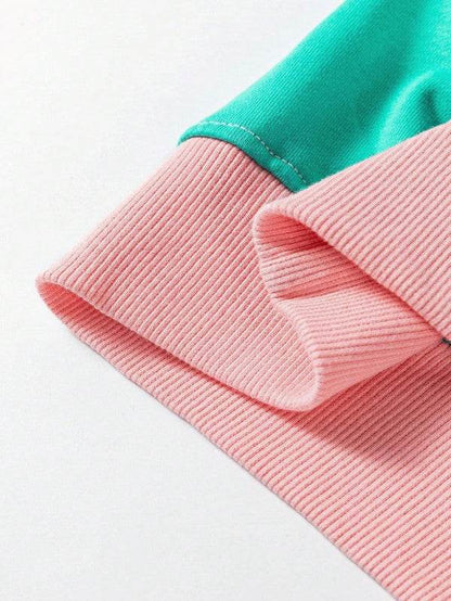 Cotton Colorblock Drop Shoulder Sweatshirt