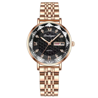Original Luxury Women Watch Week Date Waterproof Luminous Stainless Steel Woman Watches Simple Trendy Ladies Wristwatch