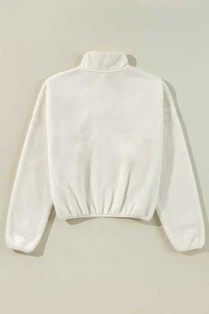 Fleece Placket Collar Drop Shoulder Sweatshirt