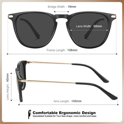 Retro Lightweight Polarized Sunglasses for Women UV Protection, Square Ladies Sunnies Outdoor Driving Eyewears CA32R