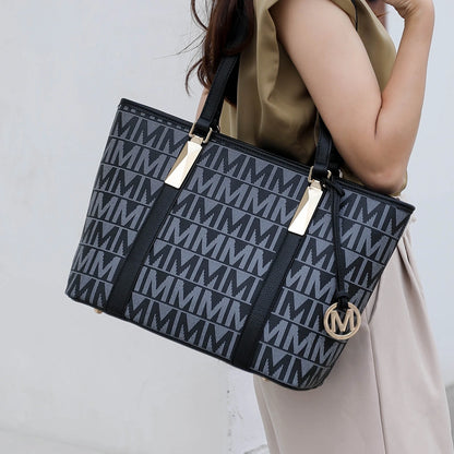 Marimar Women'S Tote Bag with Pouch and Wristlet, Signature 4 Piece Set by Mia K - White