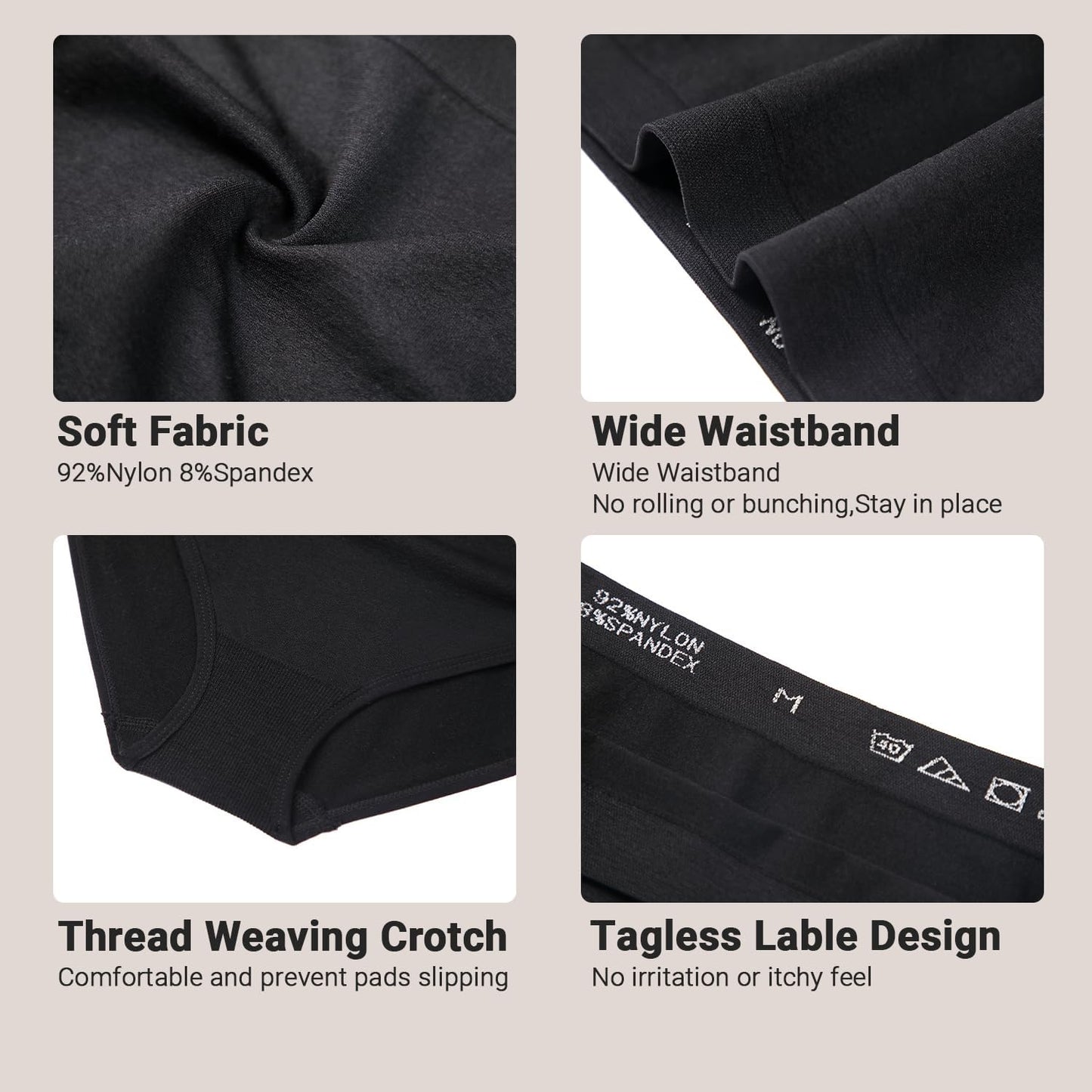 Womens Bikini Panties Seamless Underwear, Soft Stretch Cheekini Hipster Briefs 6 Pack