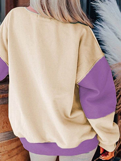 Cotton Colorblock Drop Shoulder Sweatshirt