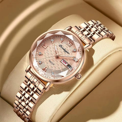 Original Luxury Women Watch Week Date Waterproof Luminous Stainless Steel Woman Watches Simple Trendy Ladies Wristwatch
