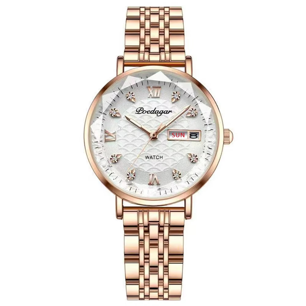 Original Luxury Women Watch Week Date Waterproof Luminous Stainless Steel Woman Watches Simple Trendy Ladies Wristwatch