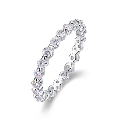 Row of Diamonds, Moissanite Rings, Silver Rings, Luxury Fashion Rings