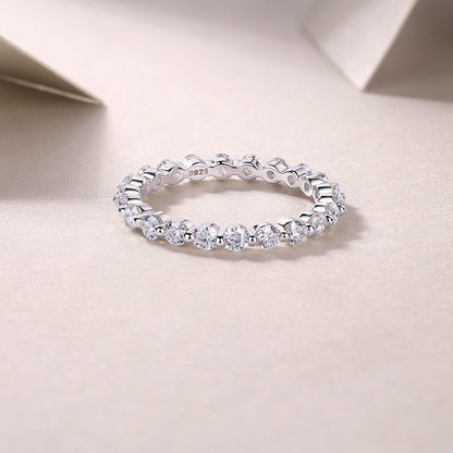 Row of Diamonds, Moissanite Rings, Silver Rings, Luxury Fashion Rings