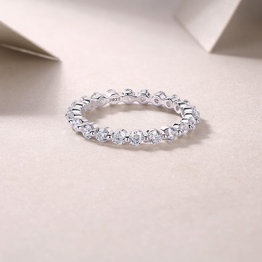 Row of Diamonds, Moissanite Rings, Silver Rings, Luxury Fashion Rings