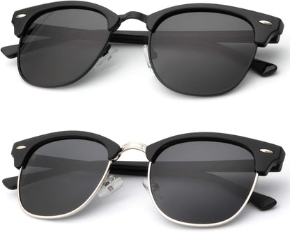 Polarized Sunglasses for Men and Women Semi-Rimless Frame Driving Sun Glasses UV Blocking