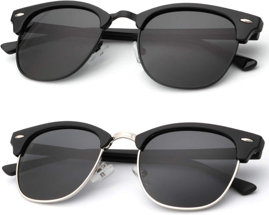 Polarized Sunglasses for Men and Women Semi-Rimless Frame Driving Sun Glasses UV Blocking