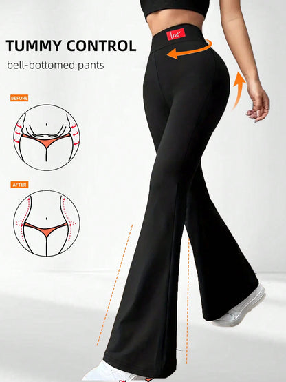 Women Yoga Legging Flare Leg with Letter Graphic for Women High Waisted Bootcut Yoga Pants Wide Leg Yoga Pants Stretchy Work Pants for Workout Athletic Running Cycling Yoga Picklebal|Exercise Casual