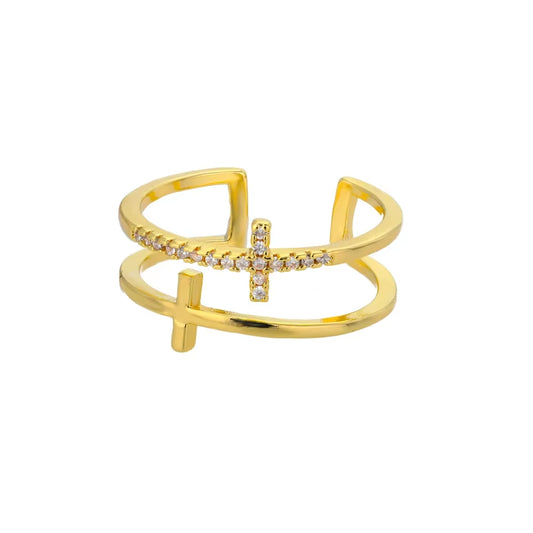 Cross Rings for Women Opening Gold Color Stainless Steel Ring Vintage Jesus Couple Wedding Jewelry Freeshipping Item Anillos