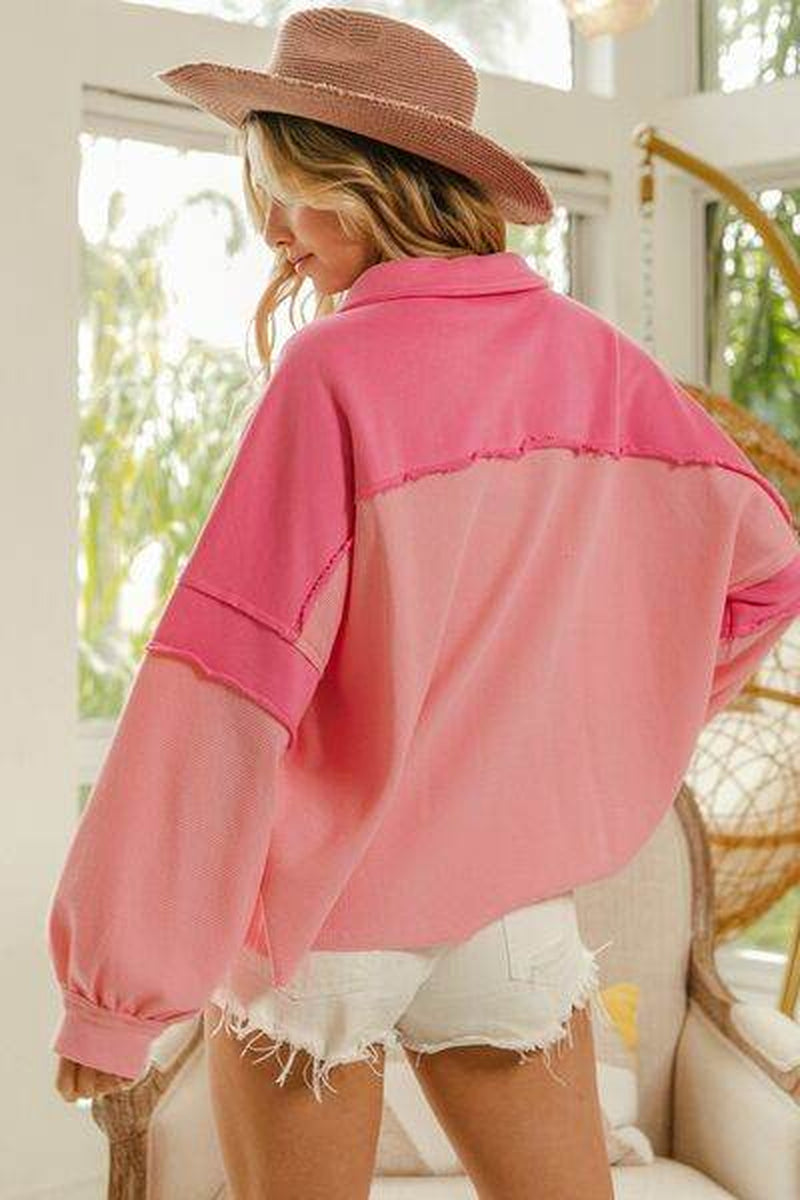 Bibi Long Sleeve Knit Mixed Thermal Sweatshirt